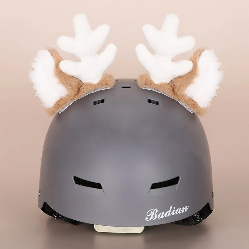 A soft plush cartoon character helmet cover for ears, shown in M size.