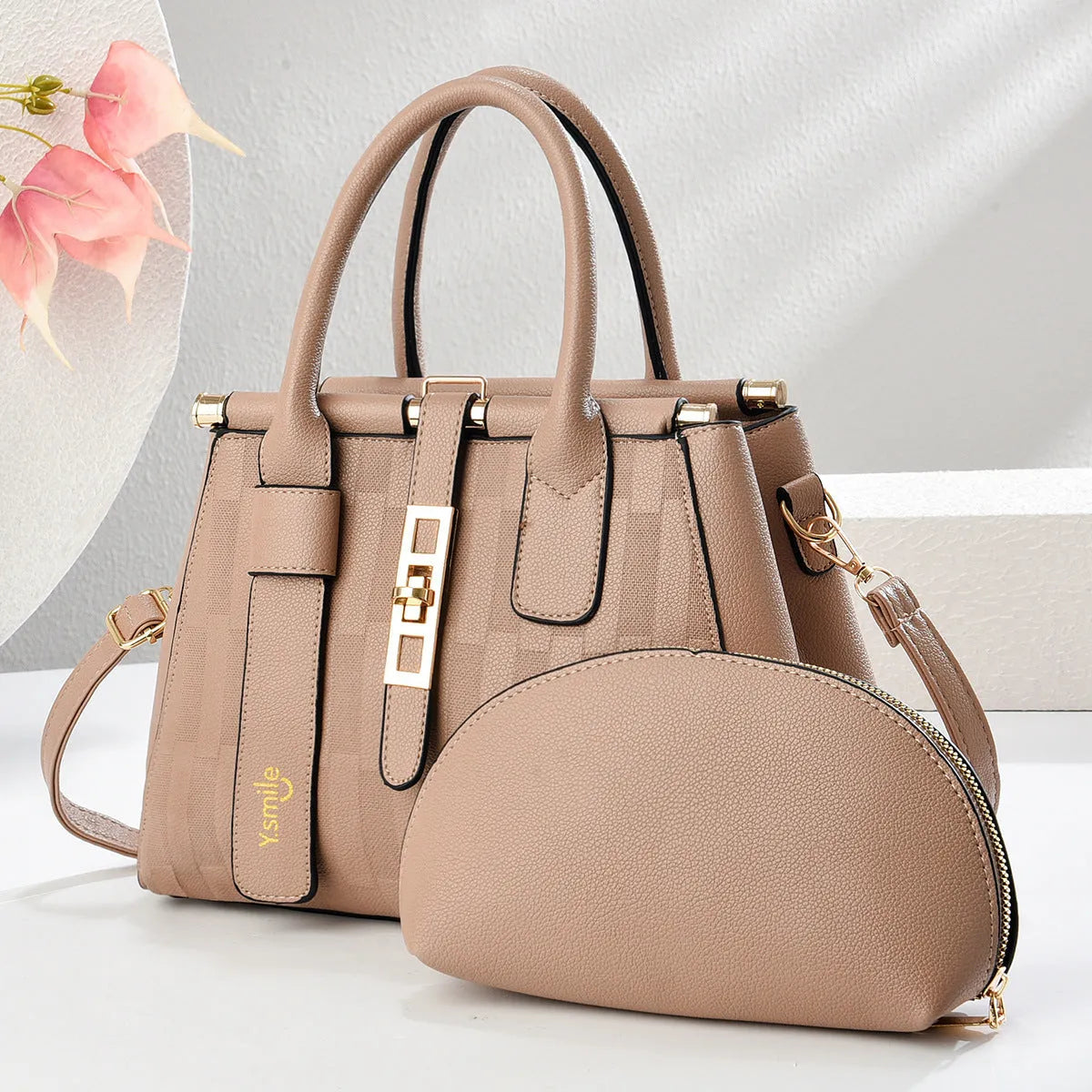 Round black PU crossbody shoulder bag with a long strap, showing its size and polyester-lined interior.