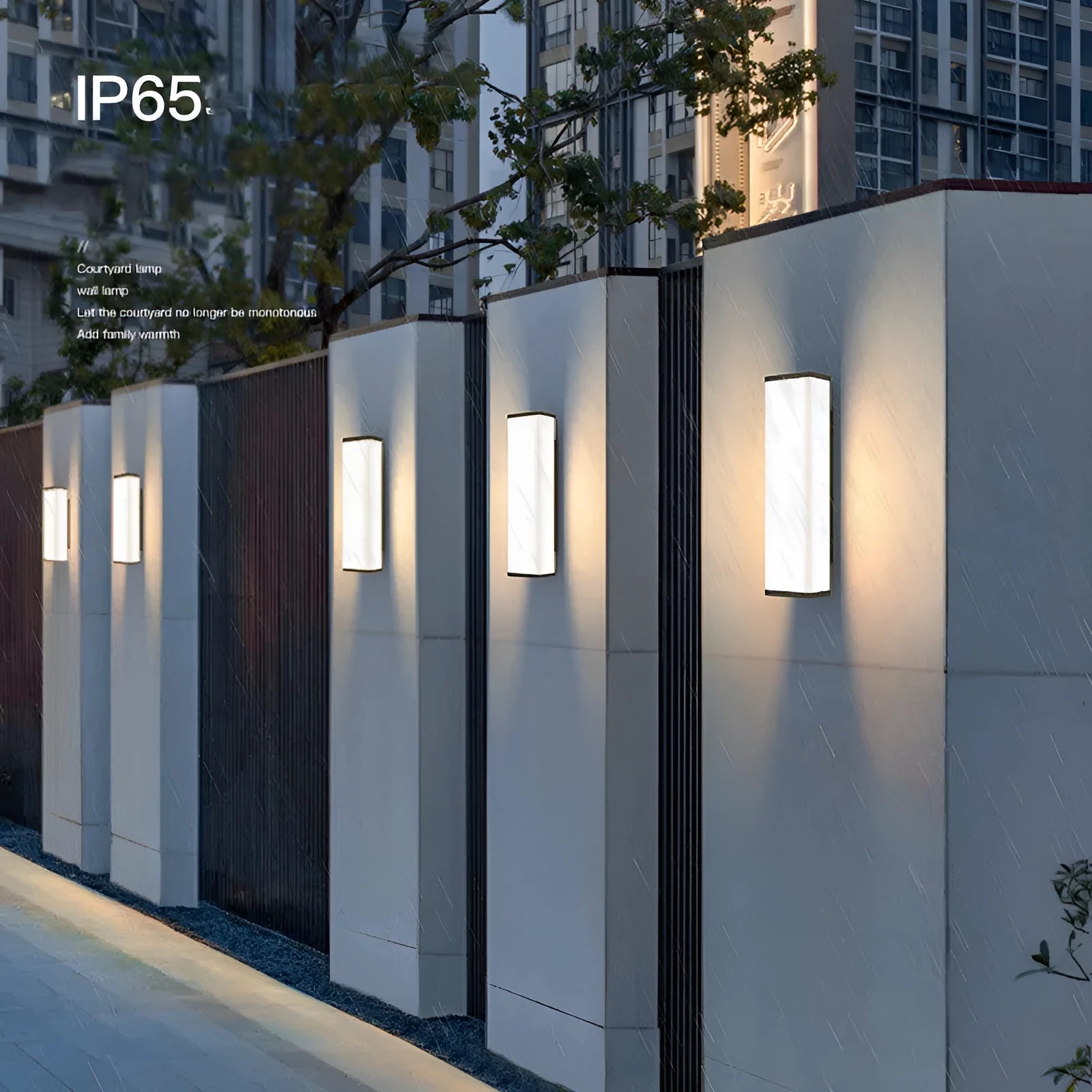 Long strip outdoor wall light with waterproof design mounted on exterior wall