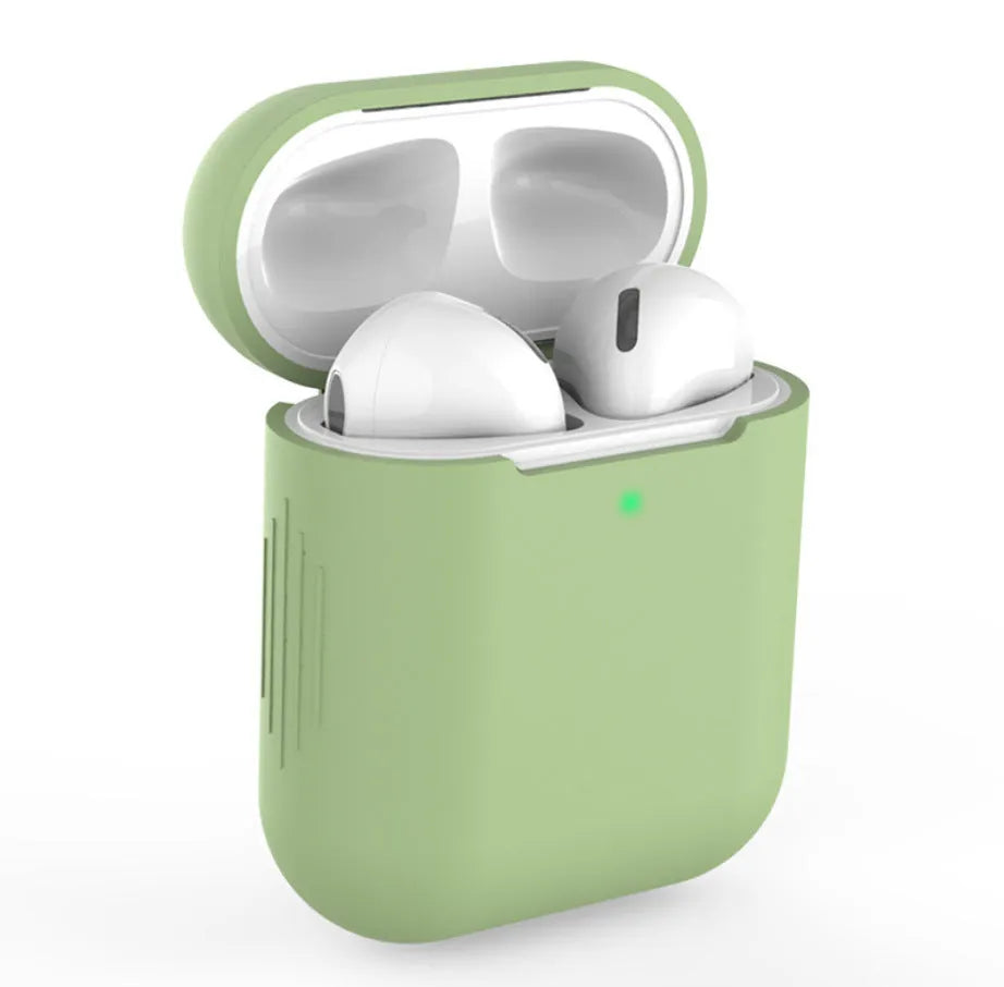 Silicone protective cover for Apple AirPods 2 wireless earbuds case in multiple colour options.