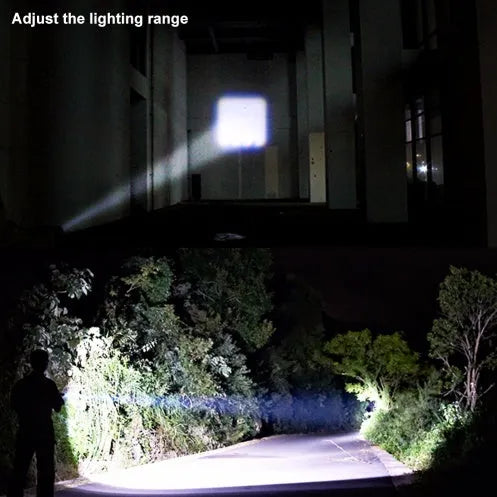 Black mini telescopic aluminum alloy LED flashlight with adjustable focus and clip.