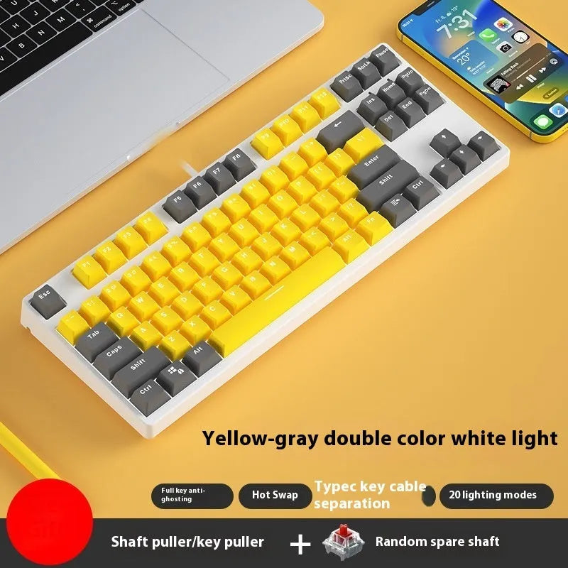87-key mechanical gaming keyboard with dual-colour backlighting and metal chassis
