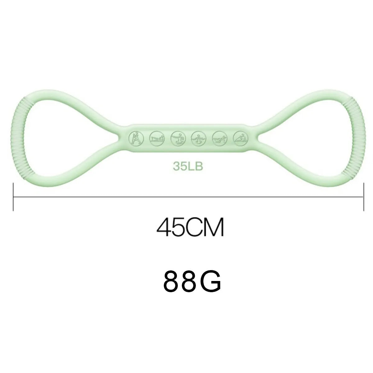 Set of three silicone mini resistance bands in light blue, purple, and pink on a white background