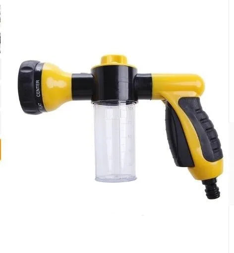 Green high-pressure foam spray gun with adjustable nozzle for car washing and garden watering