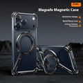 Black metal phone case for iPhone 17 Pro Max with an invisible magnetic bracket
