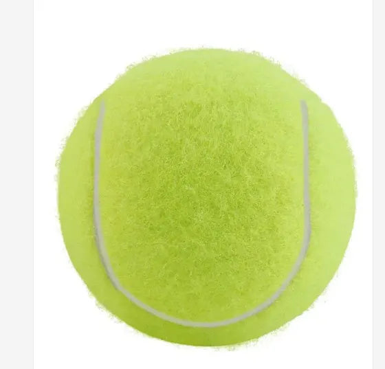 Bite-resistant rubber dog tennis ball in assorted colours, 6.3cm diameter.