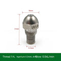 Stainless steel two-point fine atomisation spray nozzle with 1/4 inch thread connection.