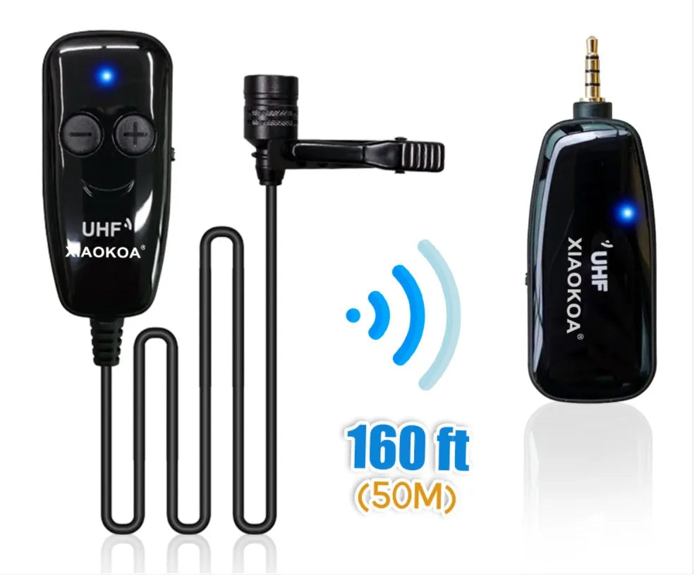 Black lavalier microphone with 3.5mm plug for mobile phones