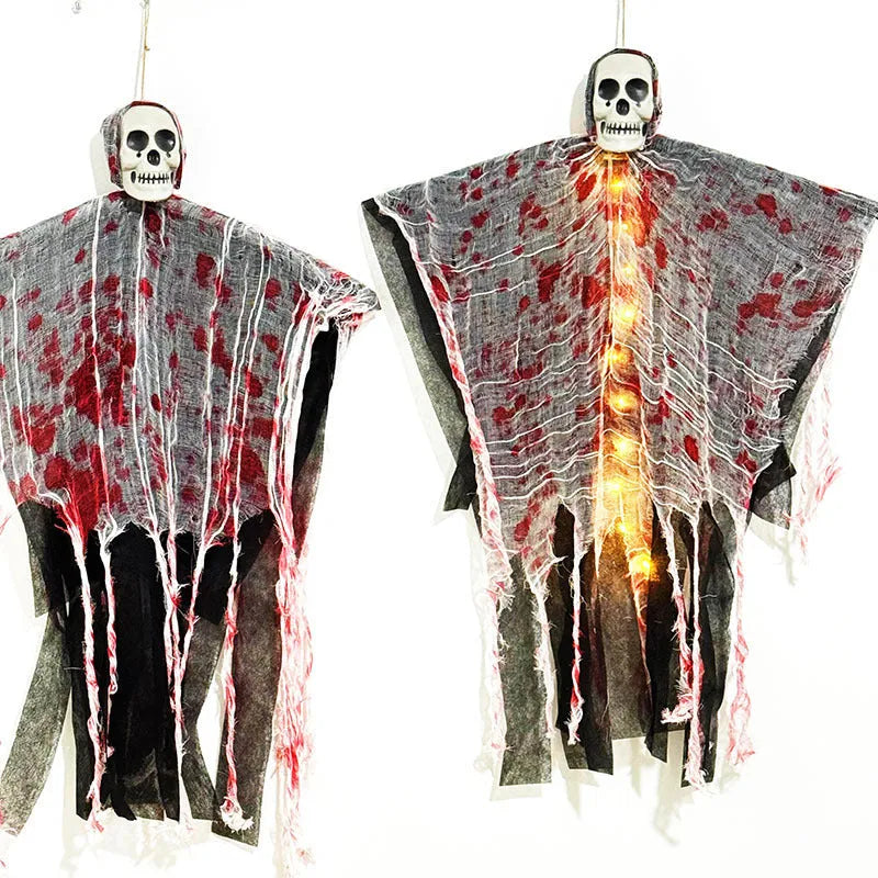Plastic blood-dyed luminous skull Halloween hanging ghost decoration for outdoor gardens