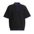 Men's short-sleeved polo shirt in cotton with loose fit, light gray colour, front view