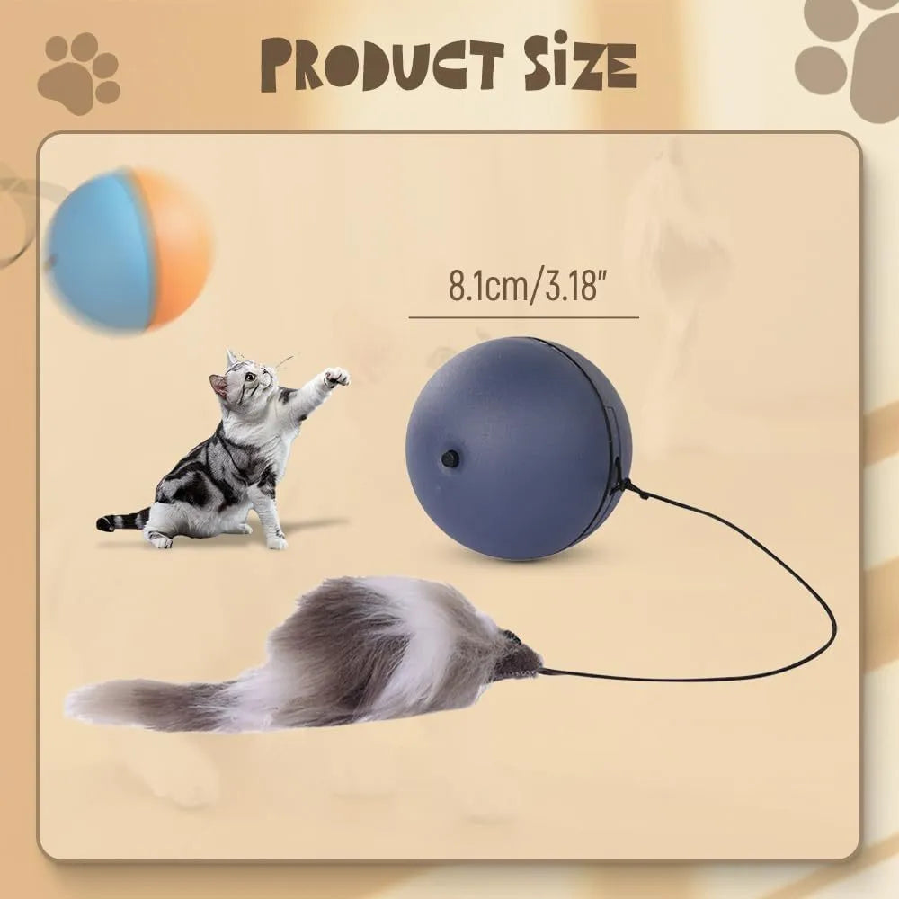 Interactive automatic self-rolling cat ball toy in Blue Orange color, wear-resistant material