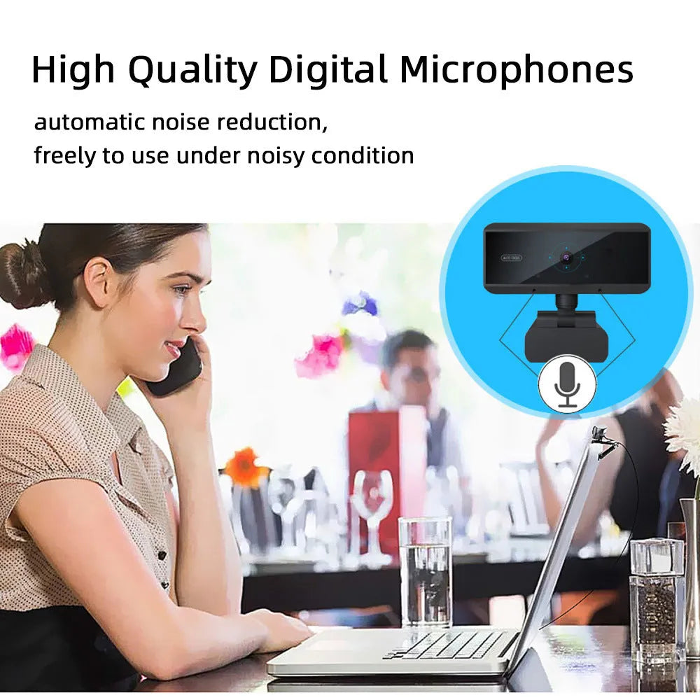Black USB 2.0 desktop video camera with 5MP CMOS sensor, autofocus, 2592x1944 resolution, and 1.7m cable