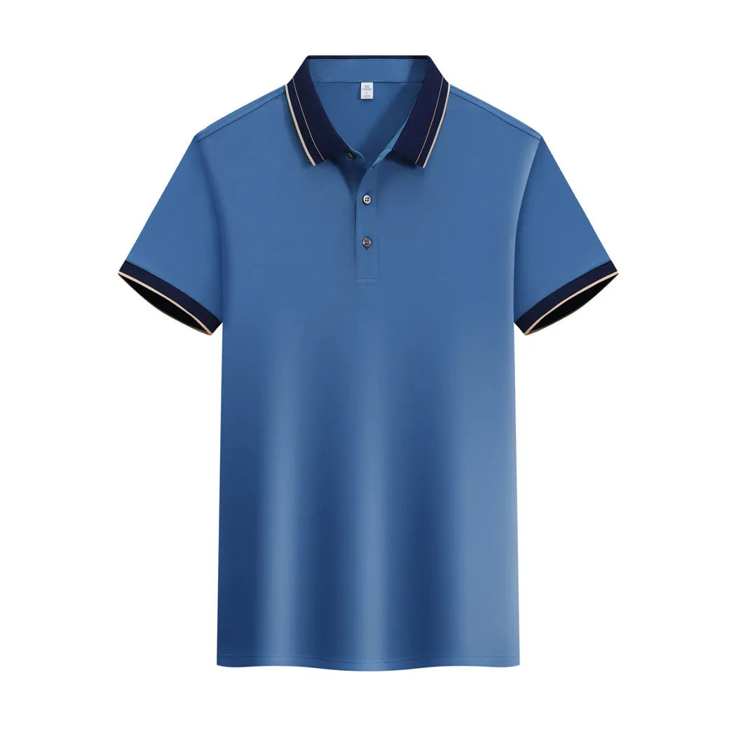 Ice Ion mercerised pearl cotton colour matching collar polo shirt in white, men and women regular fit short sleeve