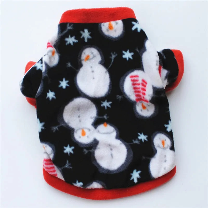Christmas pet costume in fleece and cotton, available in multiple styles and sizes for small dogs and cats
