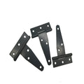 Fixed T-shaped iron hinge for wooden doors with straight arm curvature