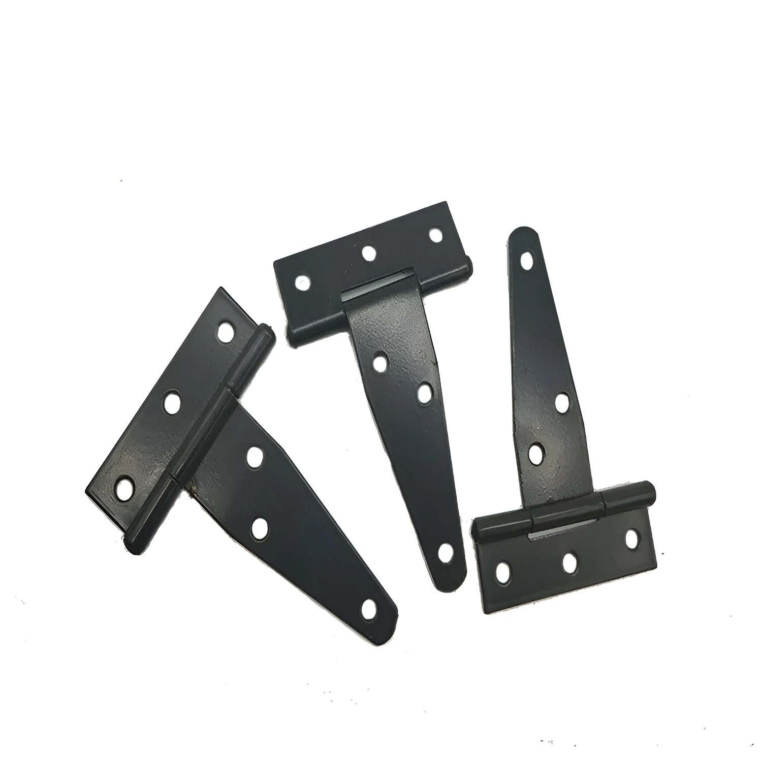 Fixed T-shaped iron hinge for wooden doors with straight arm curvature