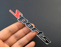 Metallic alloy car logo badge 13cm in black red colour for vehicle body decoration