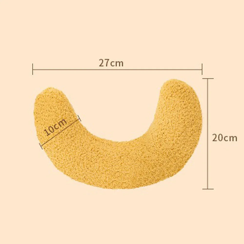 Blue U-shaped cat pillow with adjustable collar for feline cervical support and comfortable sleeping
