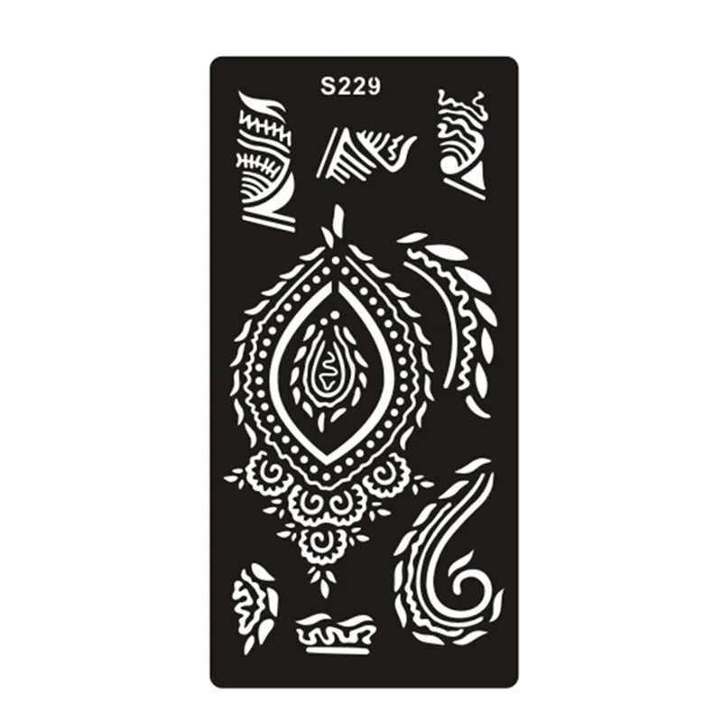 Sheet of hollow geometric pattern temporary tattoo stickers in various colours on water transfer paper.
