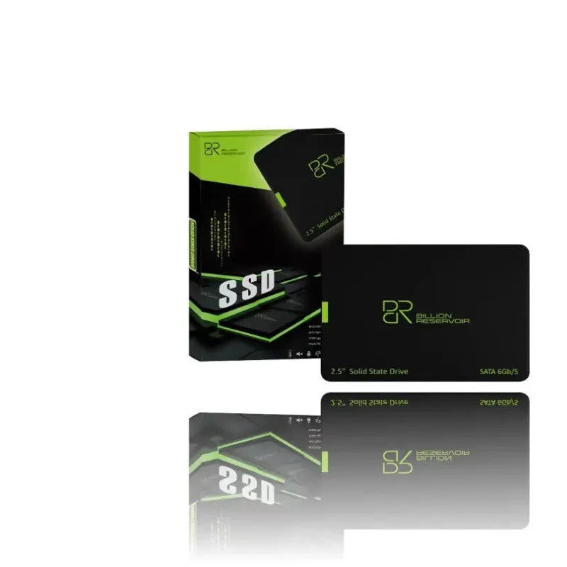 Black 2.5-inch SATA solid state drive for desktop or notebook computer upgrade.