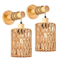 Wooden farmhouse country wall lamps, 220V, 2 pack, modern simplicity style, bulbs not included