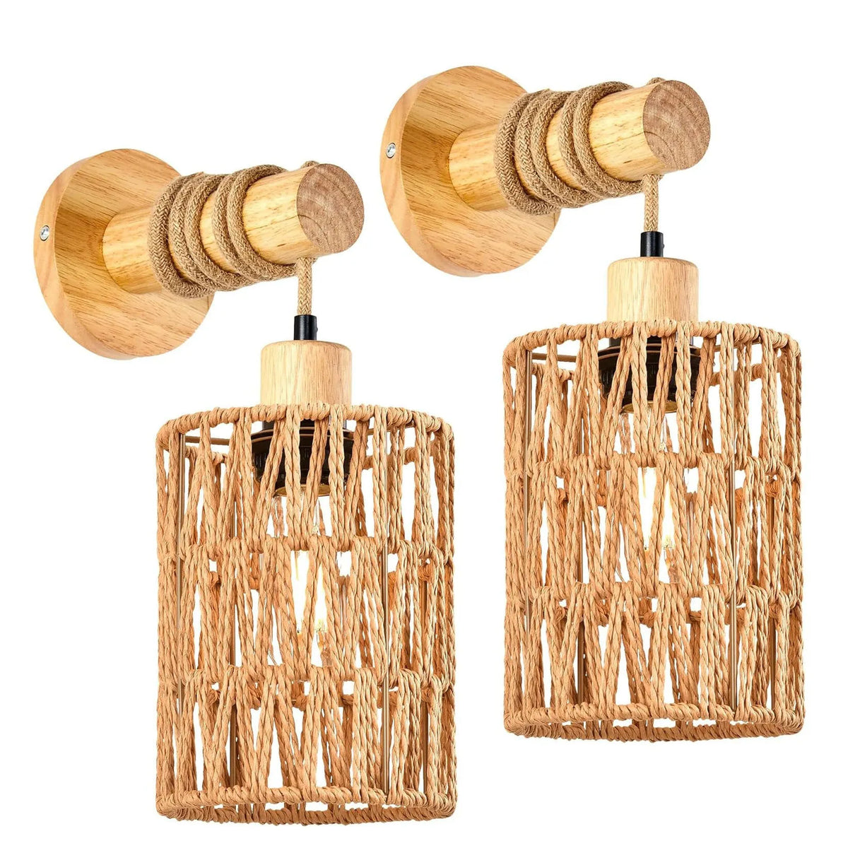 Wooden farmhouse country wall lamps, 220V, 2 pack, modern simplicity style, bulbs not included