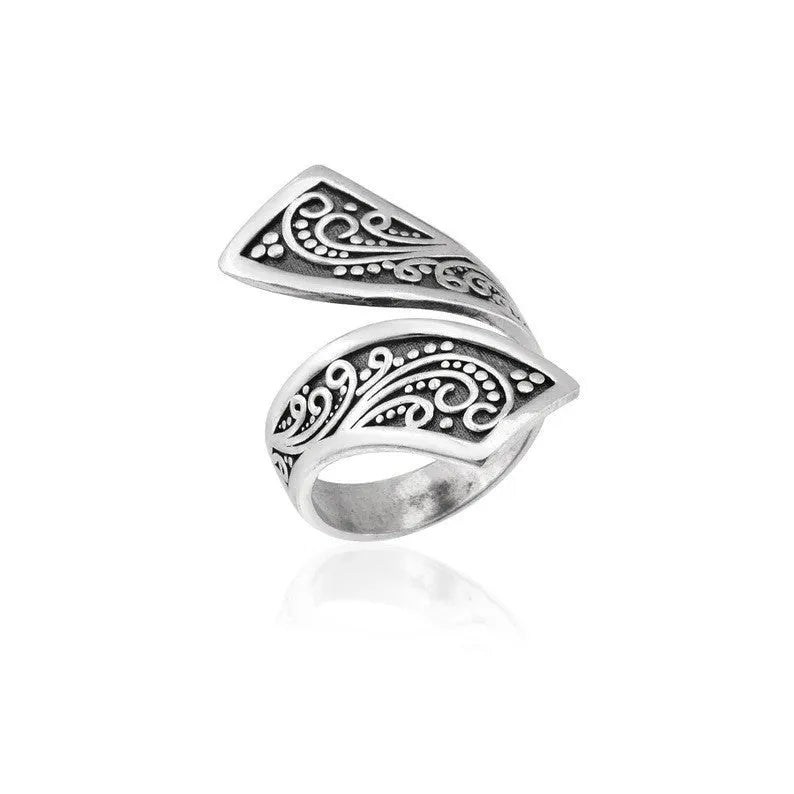 Adjustable opening silver alloy women's ring with electroplated finish