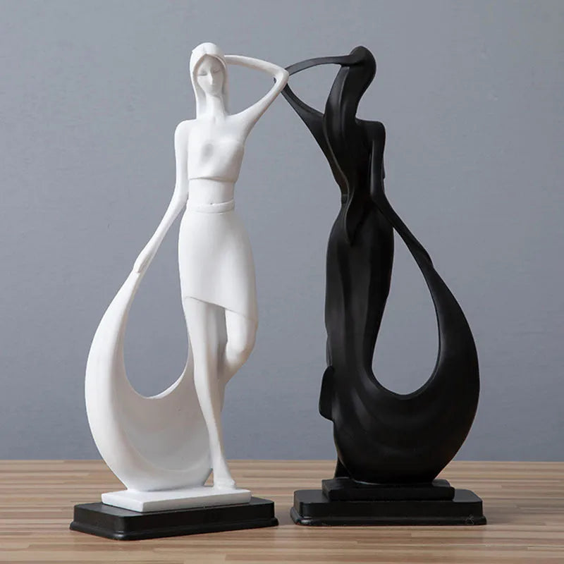 Nordic minimalist abstract sculpture figure in resin, sub-white smart dancer colour, home decor