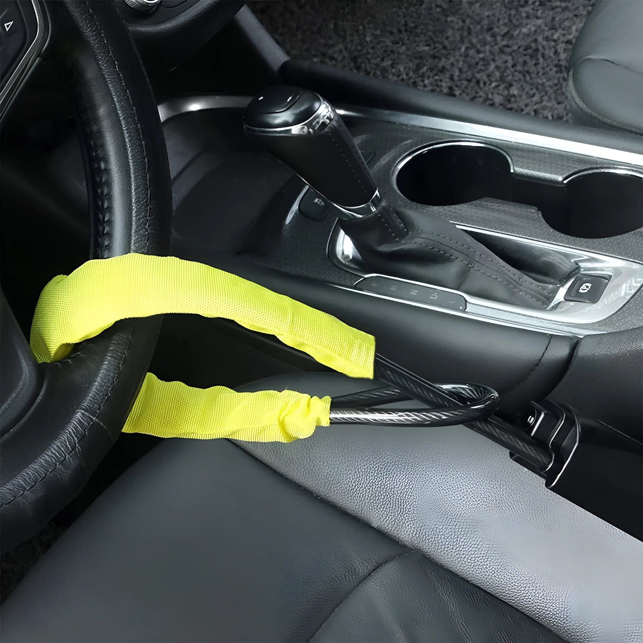 Iron wire rope steering wheel lock for General Motors cars with copper lock core in choice of colours