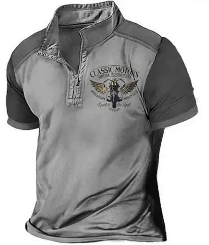 Men's loose fit golf polo shirt with 3D digital print on bird eye cloth fabric