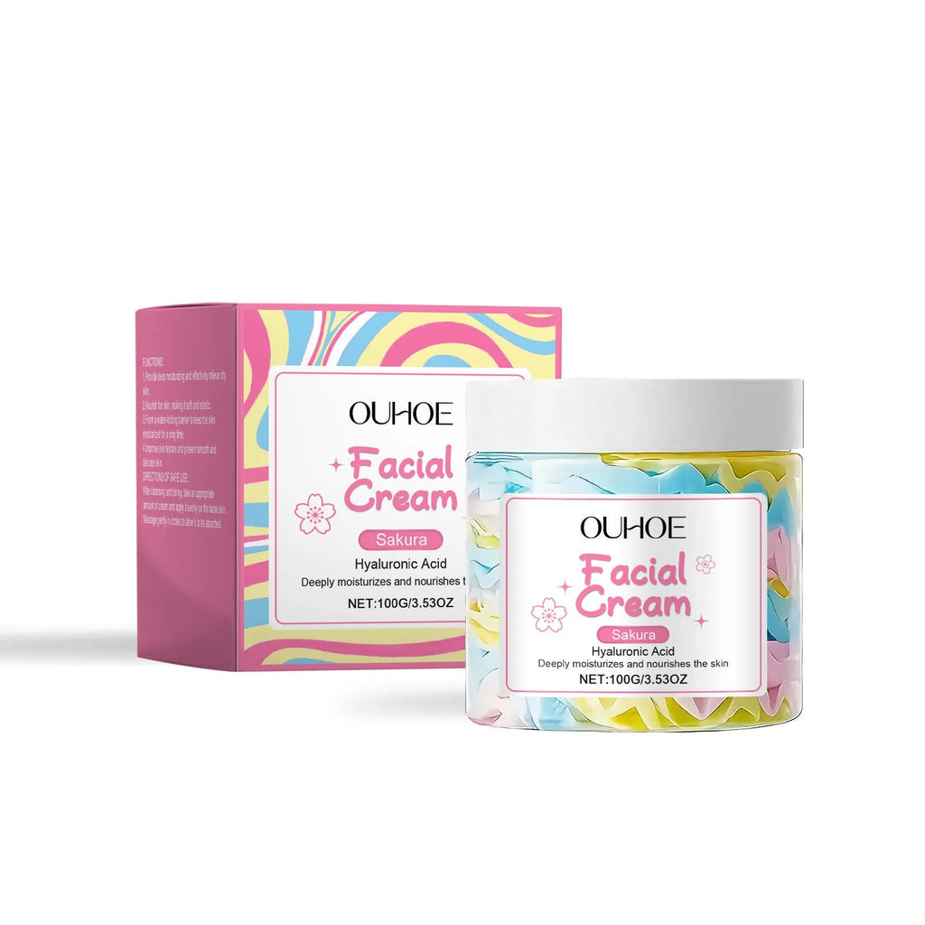 Sakura Butter Cream Nourishing Moisturising Face Cream in a 5.7cm cube jar containing 100g.