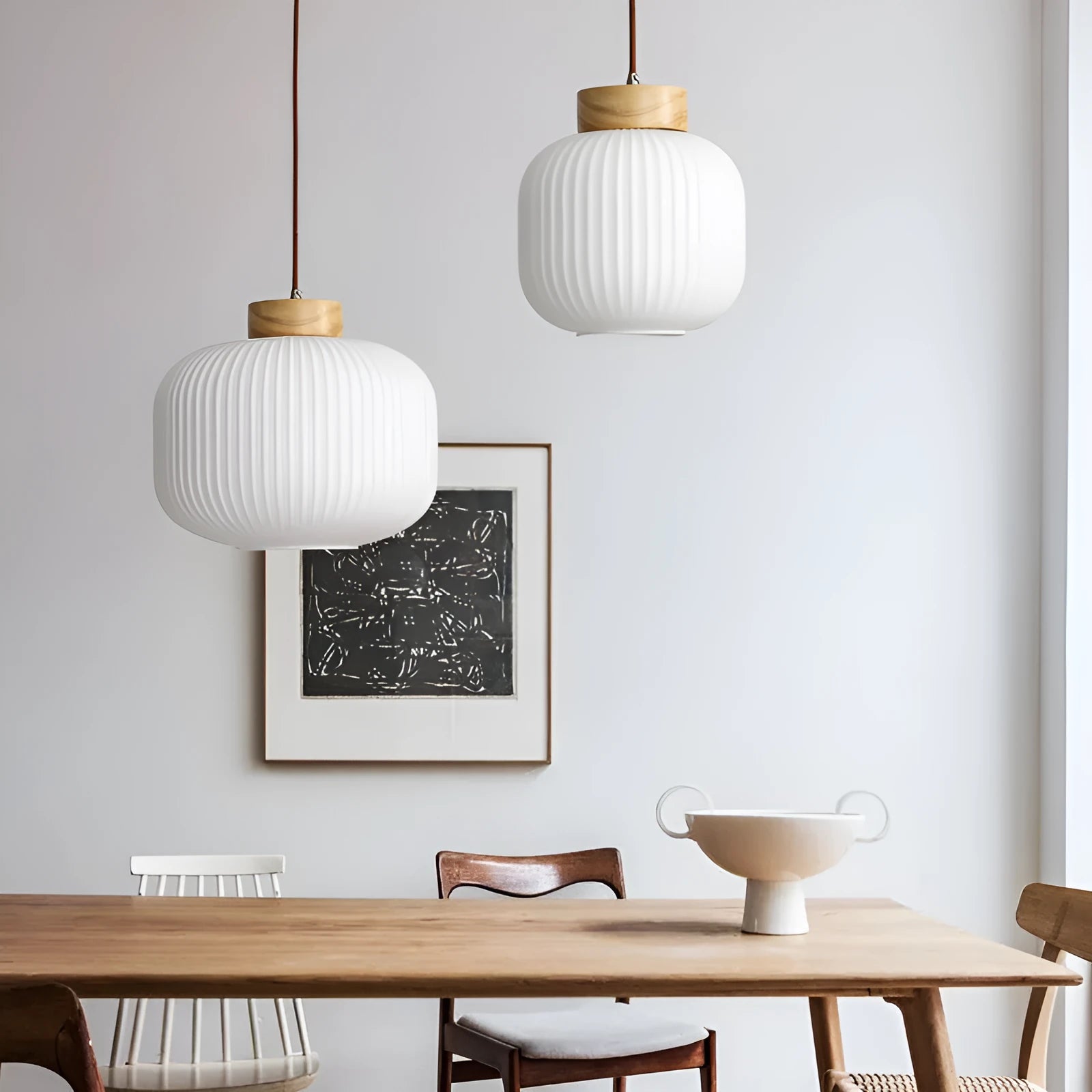 Nordic style wooden pendant ceiling light with retro design in bedroom setting