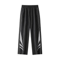 Men's black loose-fit straight-leg casual trousers made from thin cotton blend fabric for summer