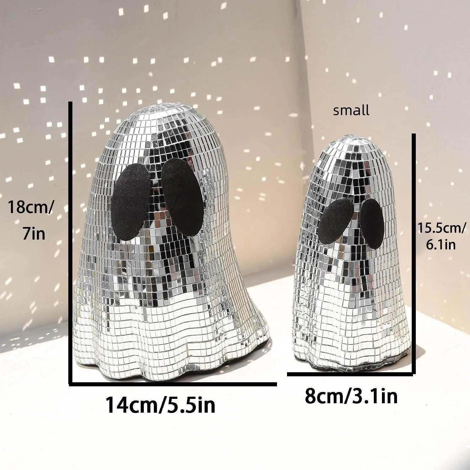 Silver glass Halloween desktop decoration with mosaic mirror patch diss cute design