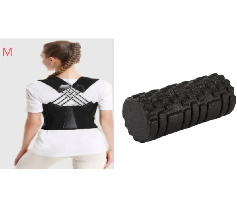 Hollow black EPP foam roller 33x14cm on a white background for Pilates and balance exercises