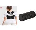 Hollow black EPP foam roller 33x14cm on a white background for Pilates and balance exercises
