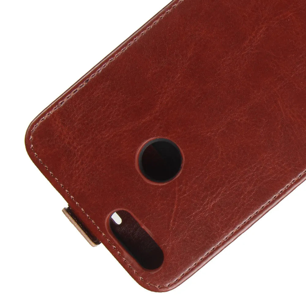 Huawei Honor 7X leather wallet phone case in a choice of colours showing card slots and crazy horse texture.