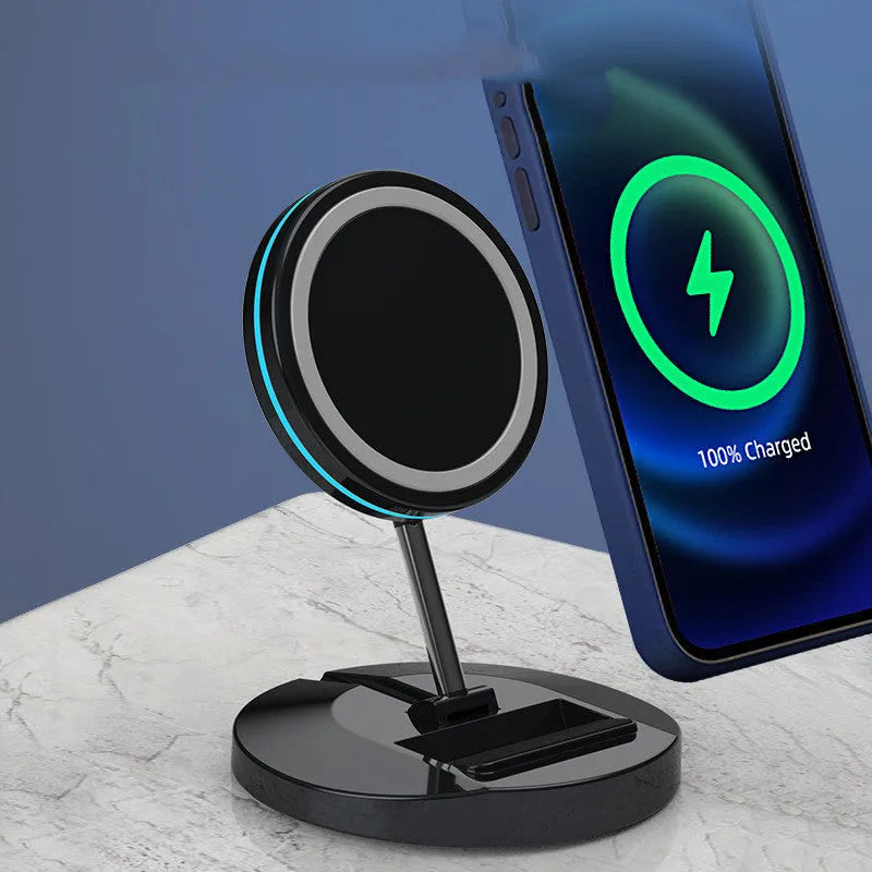 Folding magnetic wireless charging stand for iPhone 12 with MagSafe compatibility