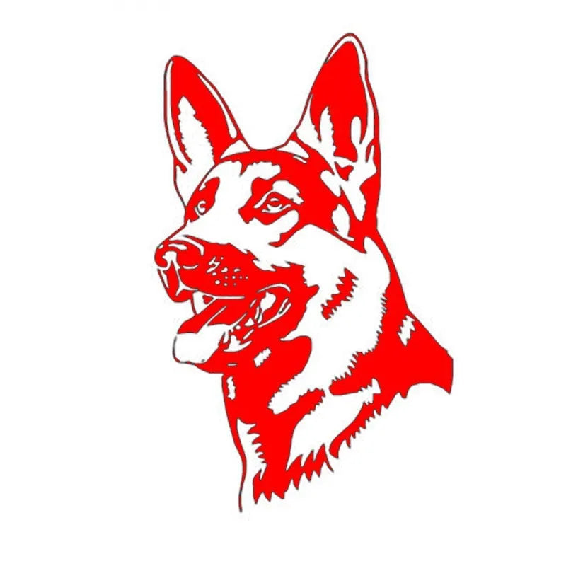 Reflective Alsace Shepherd dog bumper sticker for cars in multiple colours.