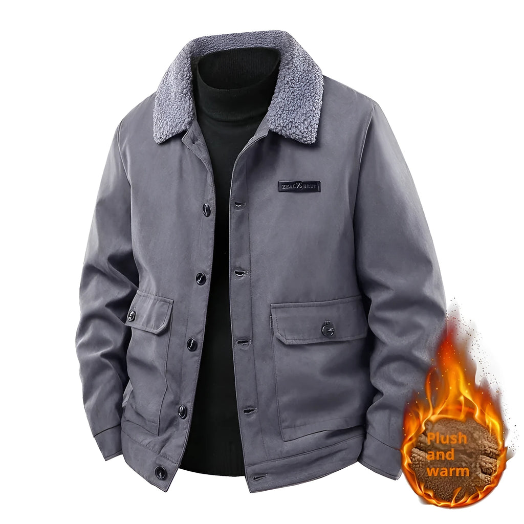 Men's cotton-padded winter jacket in black, brown, or dark gray, plus size M to 5XL, polyester casual coat
