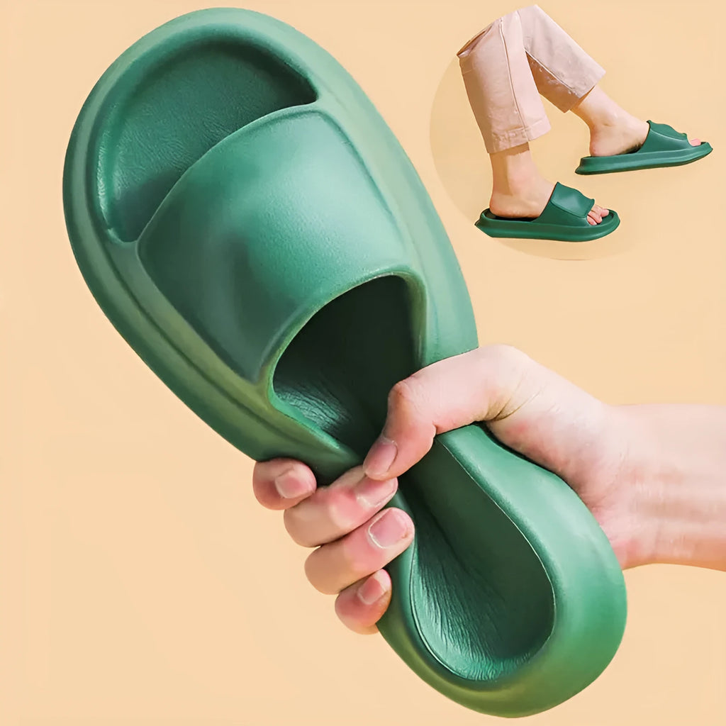 A pair of soft EVA bathroom slippers with a thick, non-slip sole, shown in a choice of colours.