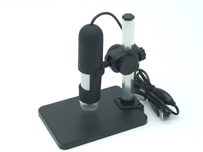 USB microscope camera with 8 LED lights and adjustable illuminator, 1000X magnification, black body
