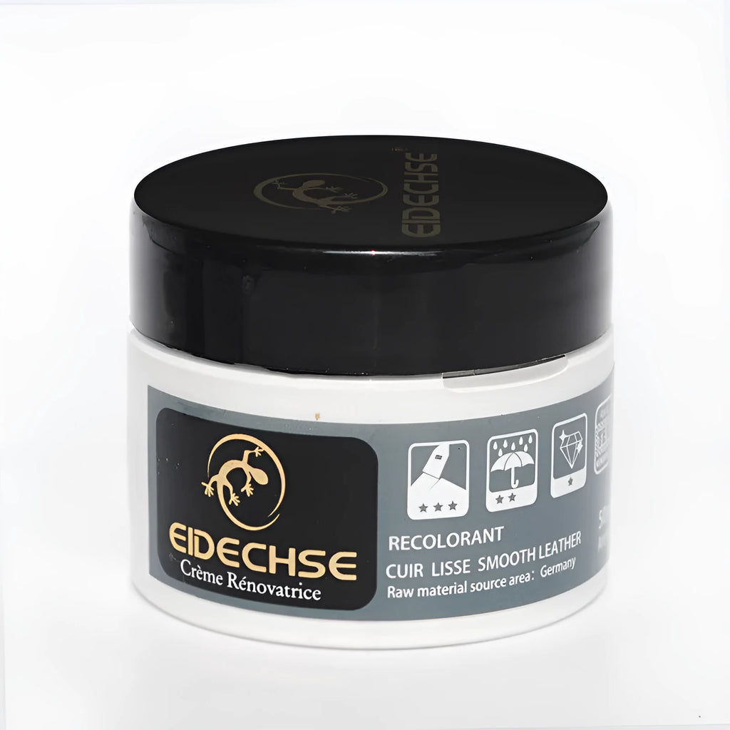 50ml pot of leather repair cream for colour restoration on car seats and furniture