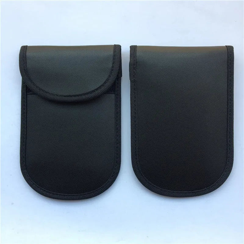 Black 20x10cm Faraday pouch for car key fobs and electronic devices with signal blocking protection