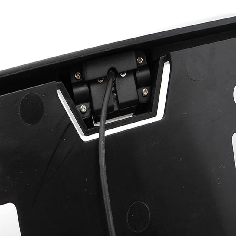 Black ABS car license plate frame lamp HR-217A, 57 mm x 14 mm x 4.5 mm, for practical hanging decoration.