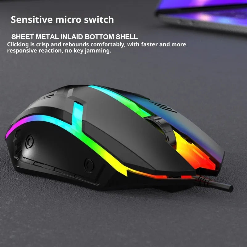 E-sports weighted wired USB mouse in black with large plastic body for desktop gaming