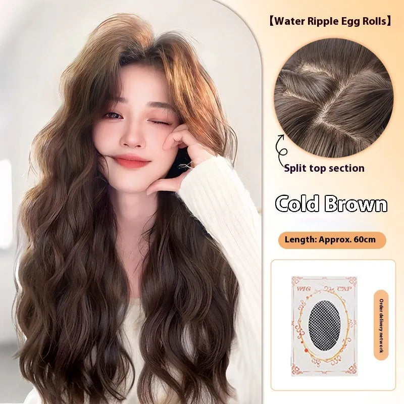 Full-head long curly hair wig with side bangs in high temperature fibre material