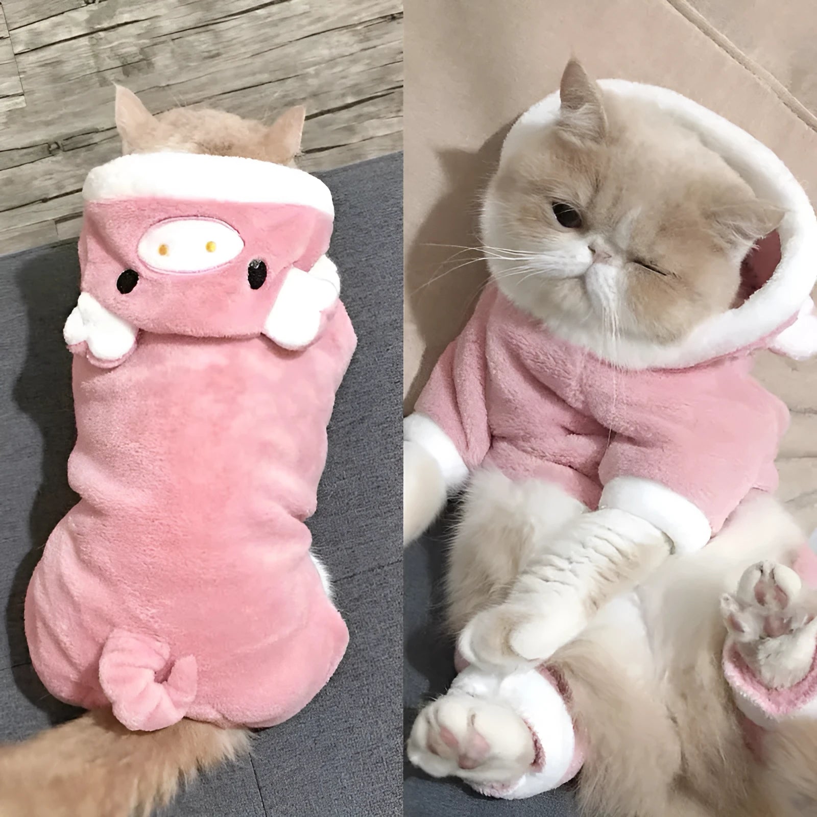 Blue Cat four-legged coral fleece pet clothing in Small Pink for dogs or cats