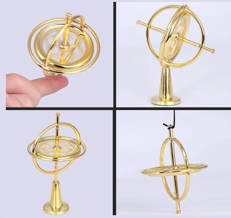 Self balanced metal finger gyroscope with carved pattern and vacuum-plated shine, available in black or colourful