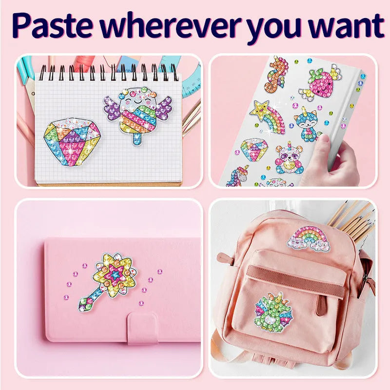 Diamond stickers refrigerator magnets plastic educational toy set in colour box packaging with diamond note papers